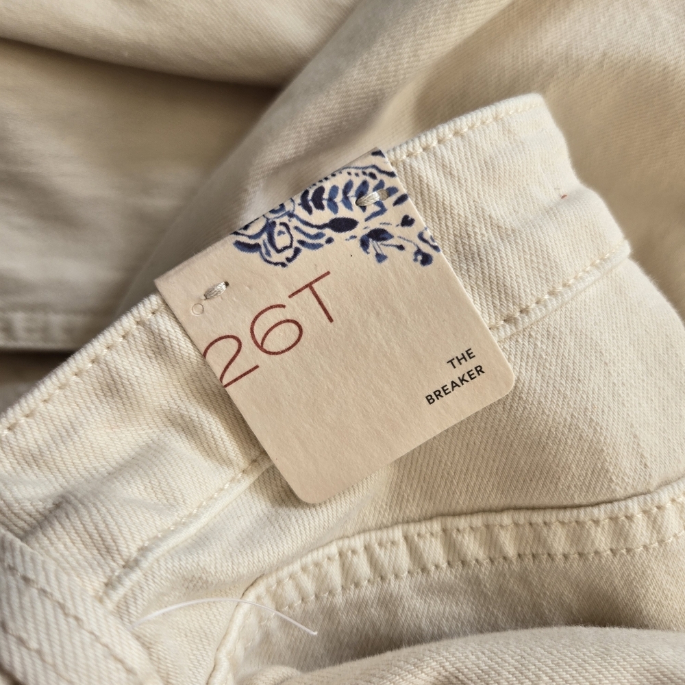 NWT Anthropologie Pilcro the Breaker Cream Pants Jeans, 26T - Picture 13 of 14